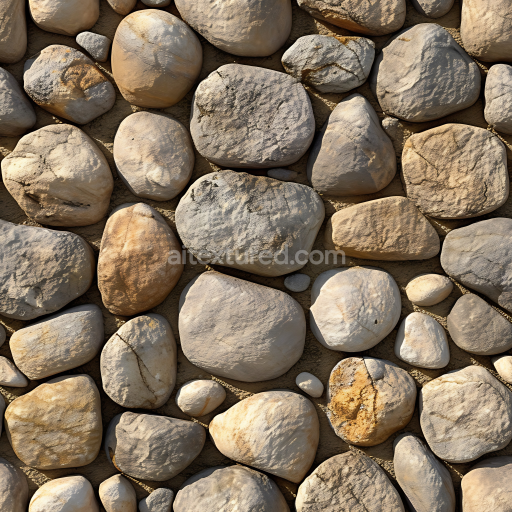 Preview — Seamless 3D PBR Texture of Smooth River Pebble Stones with Natural Earth Tones