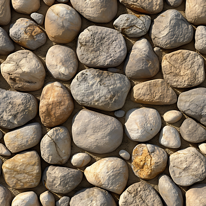 Stone of Smooth River Pebble Stones with Natural Earth Tones seamless PBR texture preview
