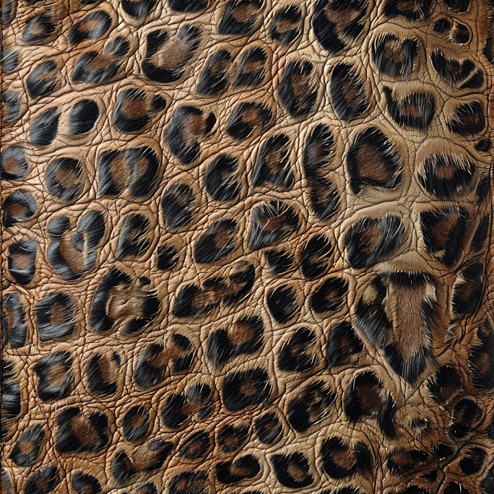 Leopard Print Fur Leather with Distinctive Fur Pattern and Natural Grain seamless PBR texture preview