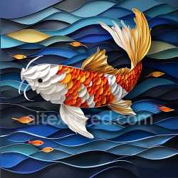 seamless Seamless 3D PBR Koi Fish Scale Texture in Vibrant Orange and White texture 8k free download PBR