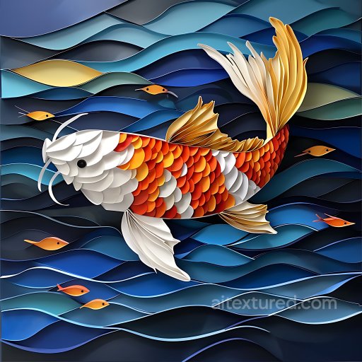 Animal - Seamless 3D PBR Koi Fish Scale Texture in Vibrant Orange and White texture preview