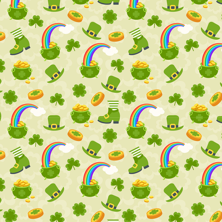 with St Patrick's Symbols and Rainbow Motifs seamless PBR texture preview