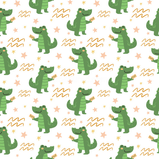 Pattern Bundle - Seamless 3D Pattern PBR Texture Featuring Cute Green Crocodile Cartoon Motifs with Playfu… texture preview