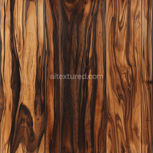 Seamless 3D Dark Zebrawood Wood Floor PBR Texture with Rich Grain Patterns