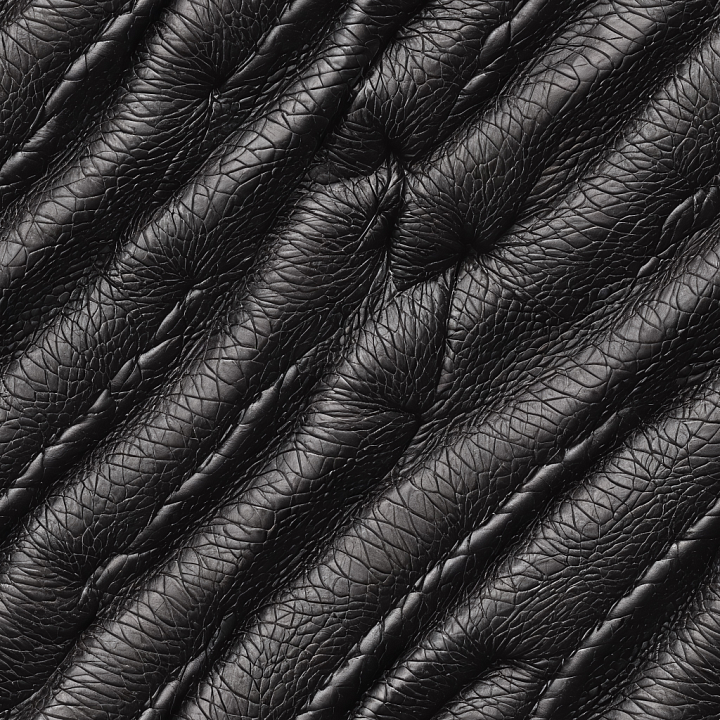 Wrinkled Black Leather with Deep Grain and Glossy Finish seamless PBR texture preview