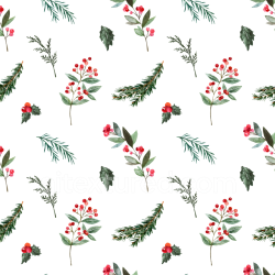 seamless Seamless 3D PBR Watercolor Greenery Texture with Red Berries and Pine Leaves texture 8k free download PBR