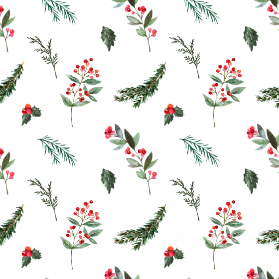 Watercolor Greenery Texture with Red Berries and Pine Leaves watercolor greenery texture preview