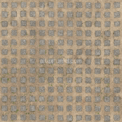 Grass Concrete Pavement — Discolored Grass Grey Pavement Concrete — PBR seamless 3D texture