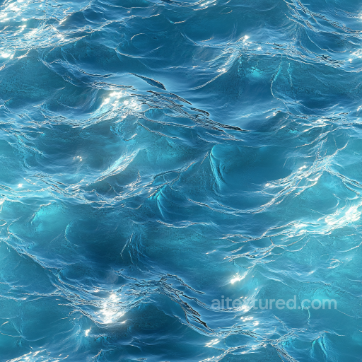 Water Texture Featuring Stylized Ocean Surface with Bright Reflections seamless Water PBR texture