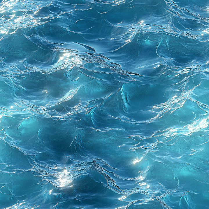 Water Featuring Stylized Ocean Surface with Bright Reflections seamless PBR texture preview