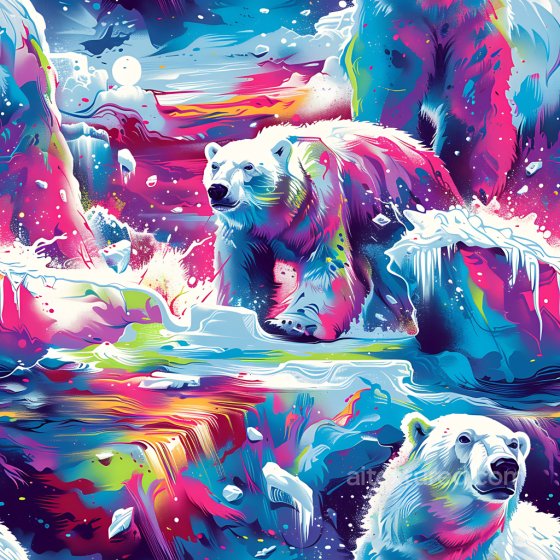 Graffiti Texture Featuring Vibrant Polar Bears and Abstract Ice Elements Graffiti texture preview