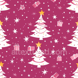 seamless Seamless 3D PBR Christmas Digital Paper Texture Featuring White Trees and Gifts on Magenta texture 8k free download PBR