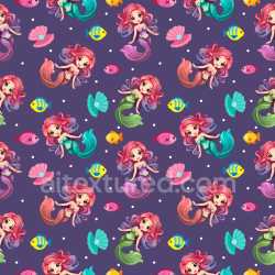 Pattern Bundle - Seamless 3D PBR Pattern Texture Featuring Colorful Cartoon Mermaids and Sea Life texture preview