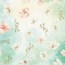 seamless Seamless 3D PBR Watercolor Floral Greenery Texture with Soft Pastel Flowers texture 8k free download PBR