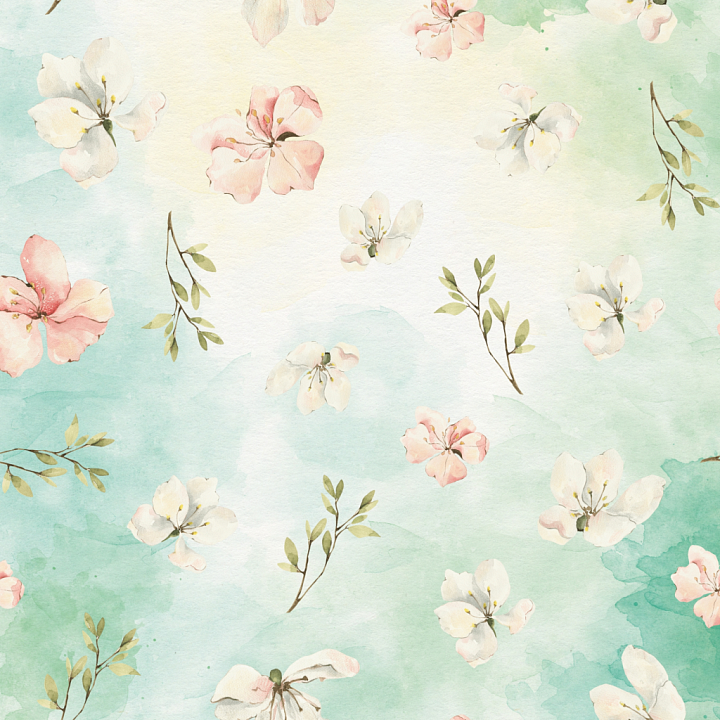 Watercolor Floral Greenery with Soft Pastel Flowers seamless PBR texture preview