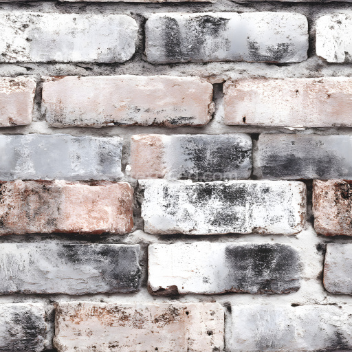 Seamless 3D PBR Cracked Brick Wall Texture with Weathered Holes and Discoloration