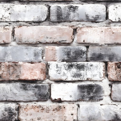 Cracked Brick Wall Texture with Weathered Holes and Discoloration seamless Brick PBR texture