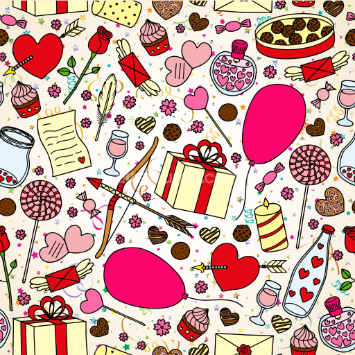 Seamless 3D PBR Birthday Party Themed Illustration Texture with Colorful Gifts and Candies