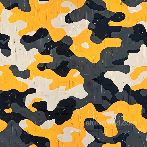 Urban Camouflage PBR Texture with Yellow, Black, and Beige Organic Blobs seamless Color Camouflage PBR texture