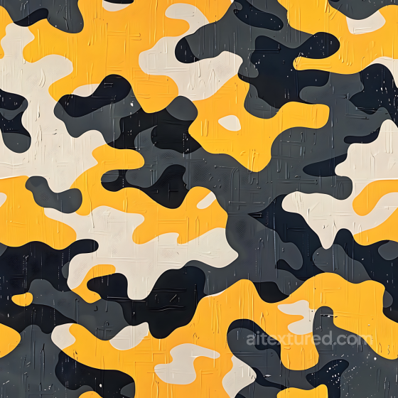 Urban Camouflage PBR Texture with Yellow, Black, and Beige Organic Blobs Color Camouflage texture preview