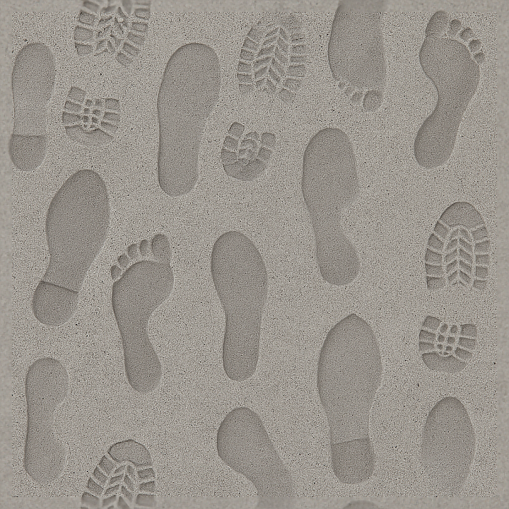 of Pressed Human Shoe Sole Prints on Concrete seamless PBR texture preview