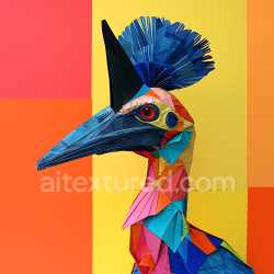 seamless Seamless 3D PBR Texture Featuring Vibrant Cassowary Origami Style Pattern texture 8k free download PBR