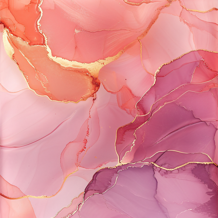 Alcohol Ink with Pink and Gold Fluid Waves seamless PBR texture preview