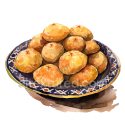 seamless Watercolor Style Iraqi Kleicha Date Cookies Breakfast Plate Illustration texture 8k free download PBR