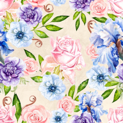 seamless Seamless 3D PBR Floral Watercolor Fabric Texture in Soft Pastel Colors texture 8k free download PBR