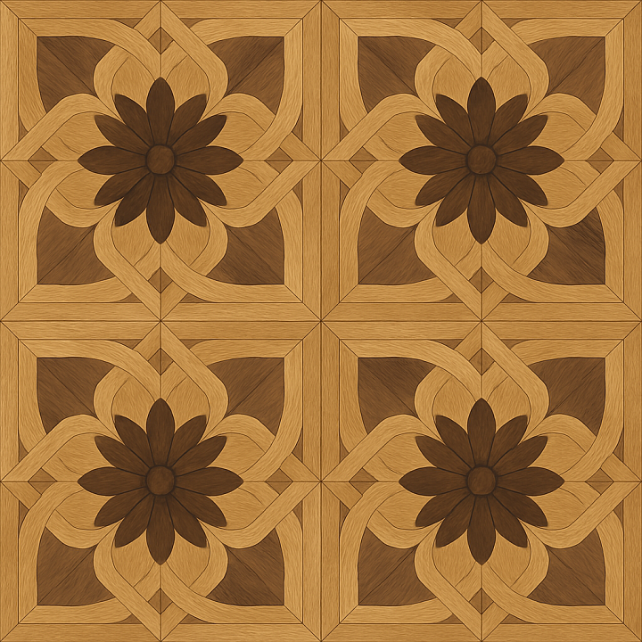 Ornamental Parquet Floor seamless PBR texture preview
