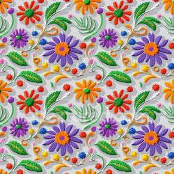 seamless Seamless 3D PBR embroidered floral fabric texture with colorful flowers texture 8k free download PBR