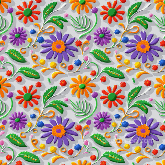 Embroidered Floral Fabric Texture With Colorful Flowers Embroidered floral texture preview