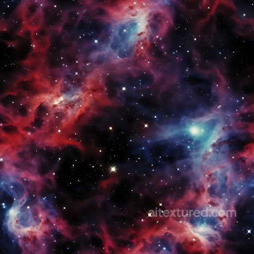 Space PBR Texture Featuring a Vibrant Nebula with Cosmic Gas Clouds and Starfield seamless Star, space, planets PBR texture