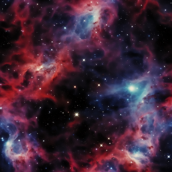 Space Featuring a Vibrant Nebula with Cosmic Gas Clouds and Starfield seamless PBR texture preview