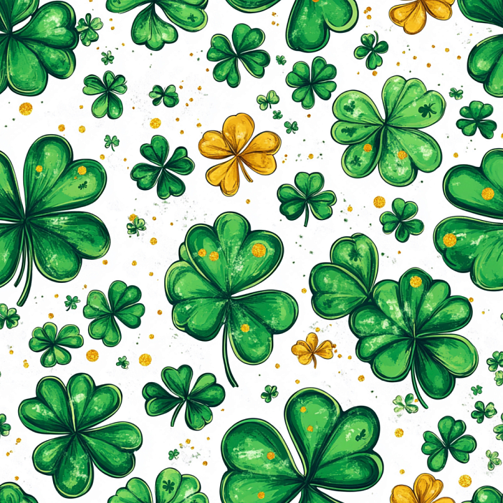 with Green and Gold Shamrock Pattern seamless PBR texture preview