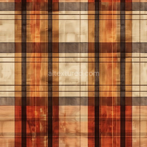 Seamless 3D Plaid Pattern Metal PBR Texture in Warm Rust and Beige Tones