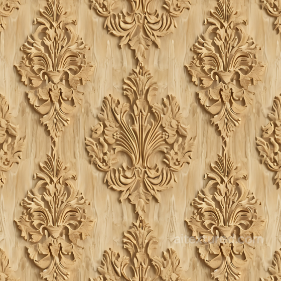 Wood PBR Texture Featuring Ornate Carved Panels in Light Wood Wood texture preview