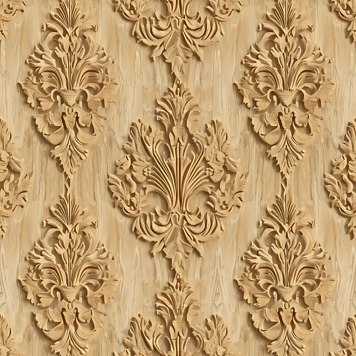 Wood Featuring Ornate Carved Panels in Light Wood seamless PBR texture preview