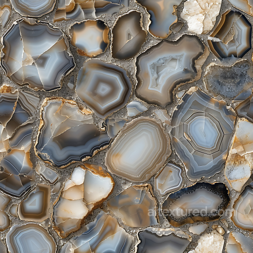 Polished Agate Stone PBR Texture with Natural Banding and Inclusions seamless Stone PBR texture