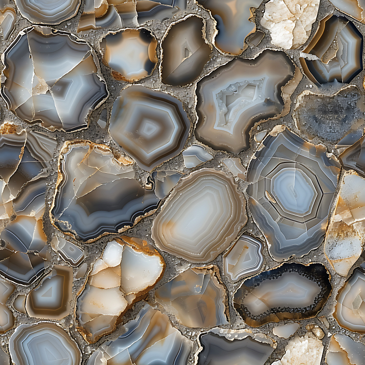 Polished Agate Stone with Natural Banding and Inclusions seamless PBR texture preview