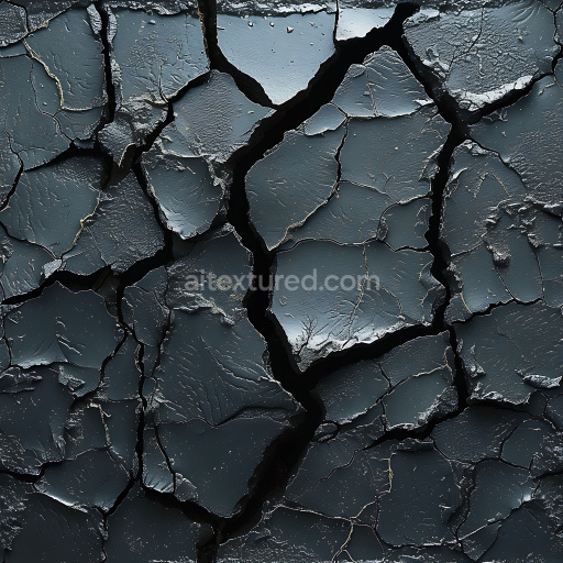 Seamless 3D PBR Cracked Dark Asphalt Texture with Deep Fissures and Rough Flaking Surface