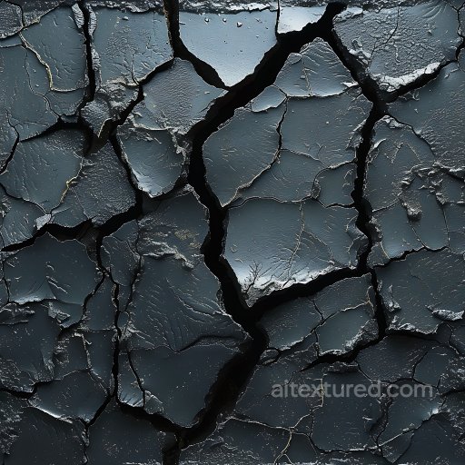 Cracked Dark Asphalt Texture with Deep Fissures and Rough Flaking Surface seamless Cracked & Holes PBR texture