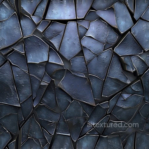 Cracked Dark Metal Surface Texture With Jagged Fractured Tiles seamless Cracked & Holes PBR texture