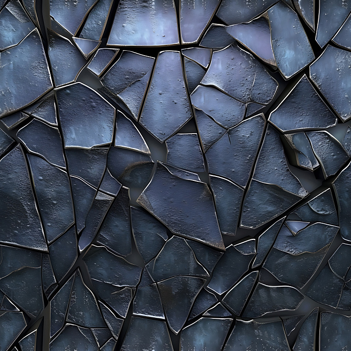 Cracked Dark Metal Surface With Jagged Fractured Tiles seamless PBR texture preview