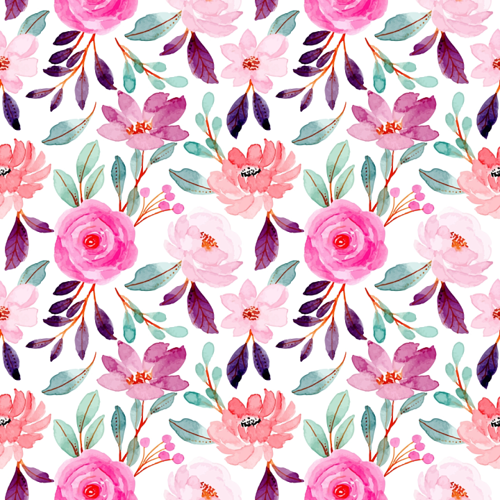 Watercolor Pink Flower Fabric with Floral Pattern seamless PBR texture preview