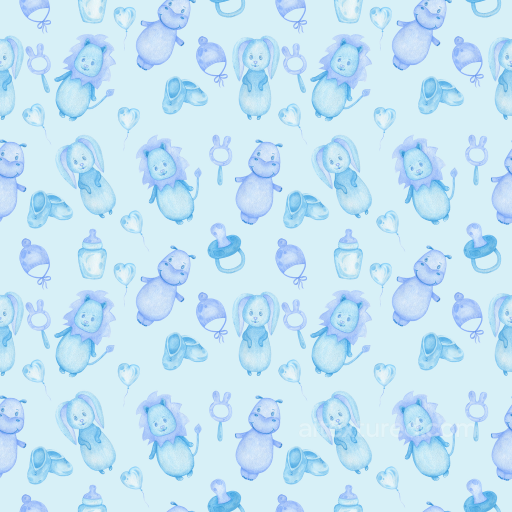 Light Blue Watercolor Baby Boy Toys Pattern Seamless Texture seamless Baby Boy  PBR texture