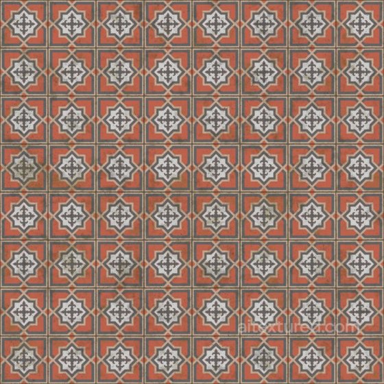 Retro Asian Floor Tile Texture | Free PBR Tile texture preview