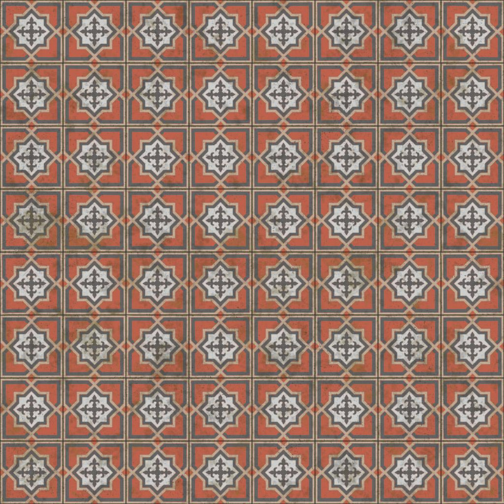 Retro Asian Floor Tile seamless PBR texture preview
