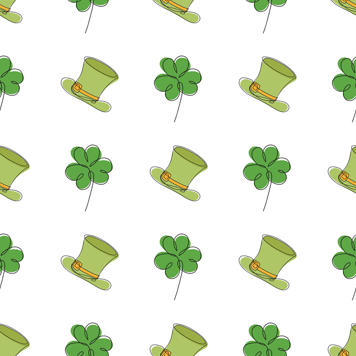 St Patrick Hat and Shamrock Pattern seamless PBR texture preview