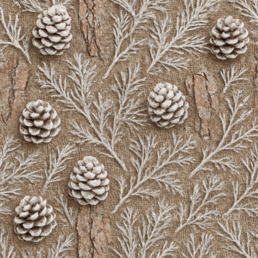 Seamless 8K PBR 3D Texture of Snowy Pinecone Natural Winter Holiday Surface seamless Merry christmas PBR texture
